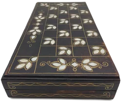 Backgammon Sonstige Messing/Perlmutt (1 Stein fehlt) | Vintage-Charme – Vorschau 4