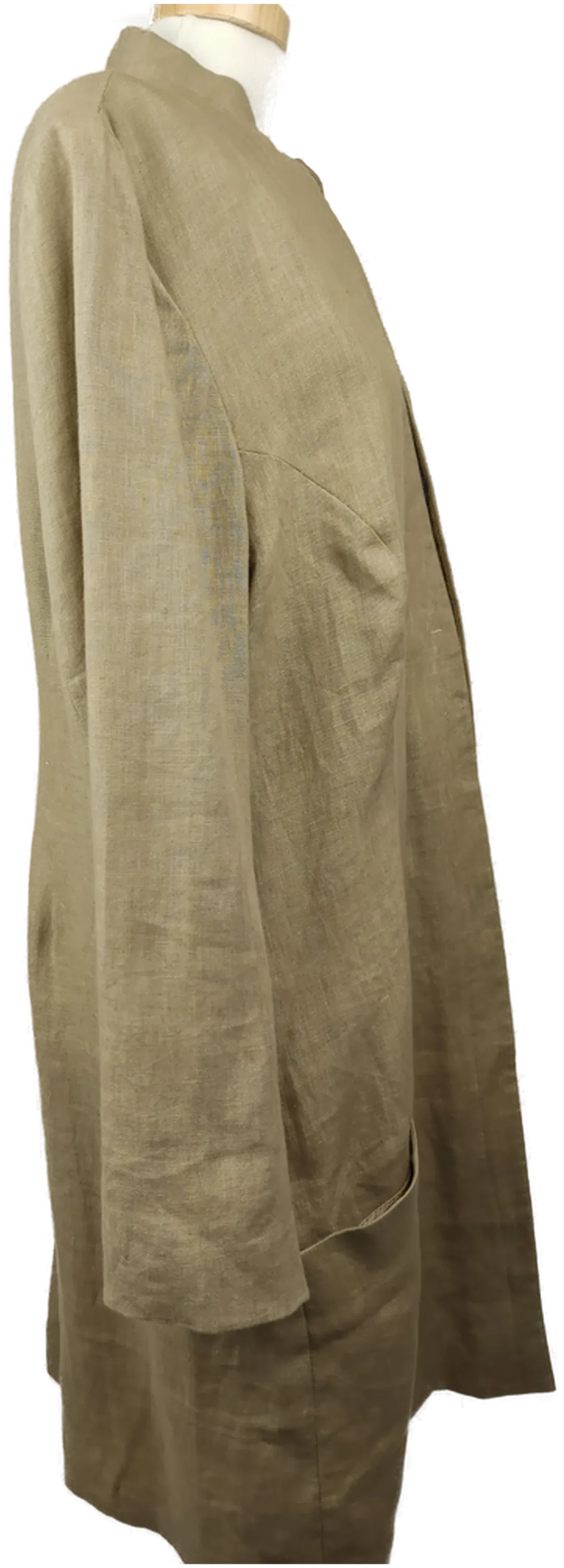 Damenmantel Stehkragen ohne Knöpfe beige - XL/42 – Bild 3