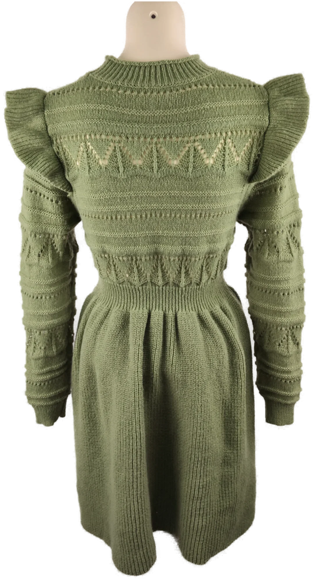 Damenkleid Shein Olivgrün, Strickoptik | Winterlicher Charme – Bild 3