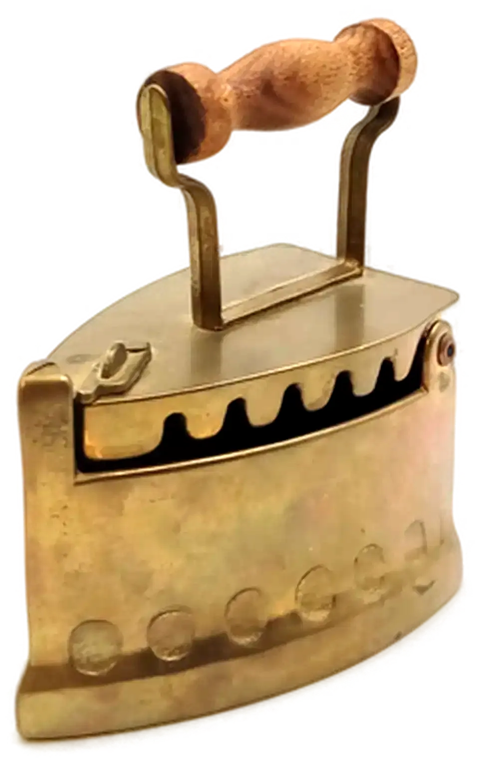 Deko Bügeleisen Antik-Design aus Messing mit Holzgriff - Bild 3