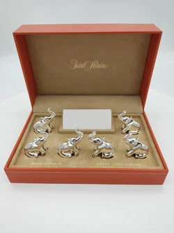 Set von sechs versilberten Elefanten-Tischkartenhaltern, Hersteller Saint Hilaire Paris,  – Vorschau 1