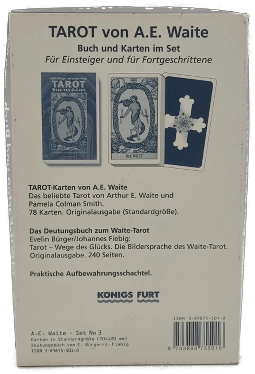 Buch "Tarot – Wege des Glücks" von Evelin Bürger & Johannes Fiebig + A.E. Waite Tarotkarten Set – Bild 4