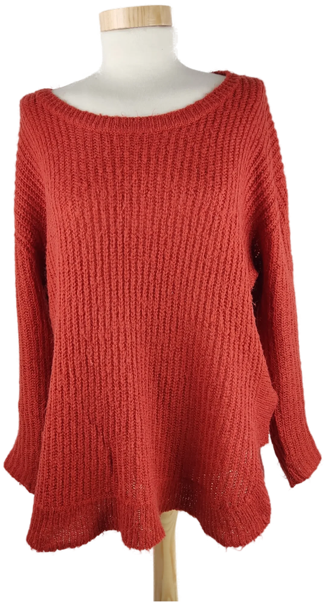 Pullover 'Amisu', langarm mit Rundhalsausschnitt, gestrickt, terracotta, Größe S - Bild 1