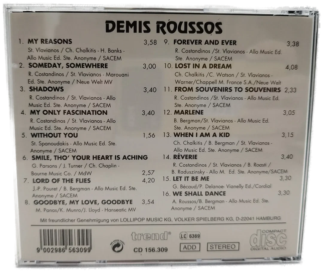 Demis Roussos, Shadows - CD – Bild 2