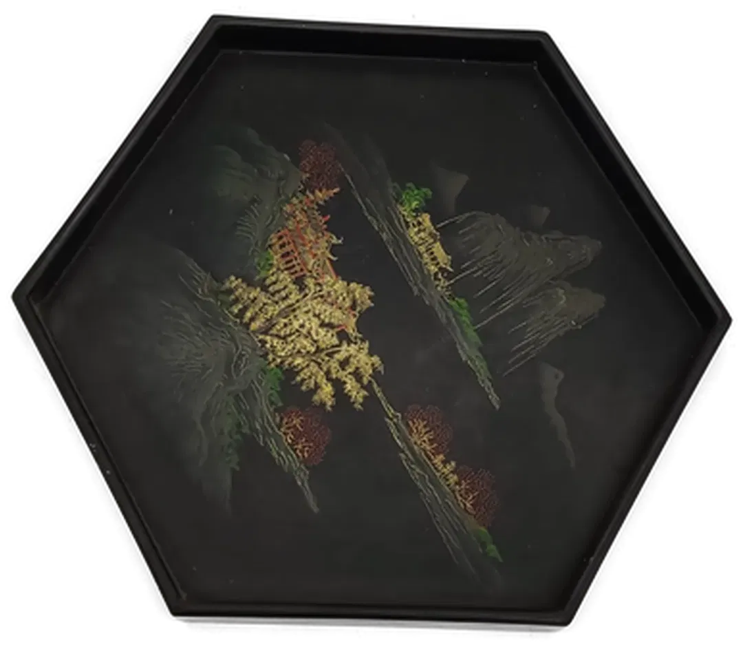 Vintage Japanisches Lacktablett mit Chinoiserie Dekor - Bild 1