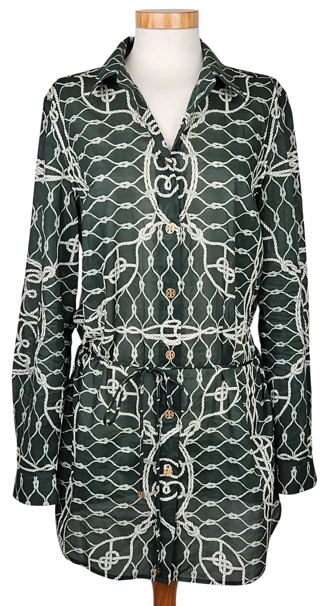 TORY BURCH Damen Longbluse, grün - Gr. M  - Bild 1