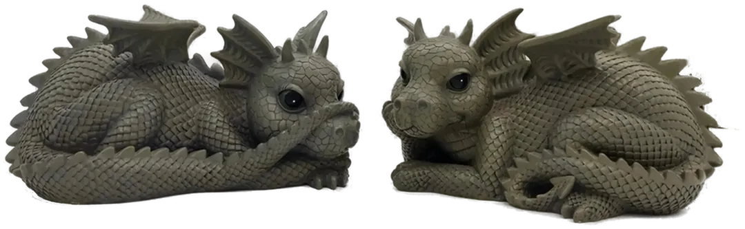 Deko-Figuren-Set – 2 liegende Drachen aus Kunststoff (leicht, detailliert gearbeitet) - Bild 1