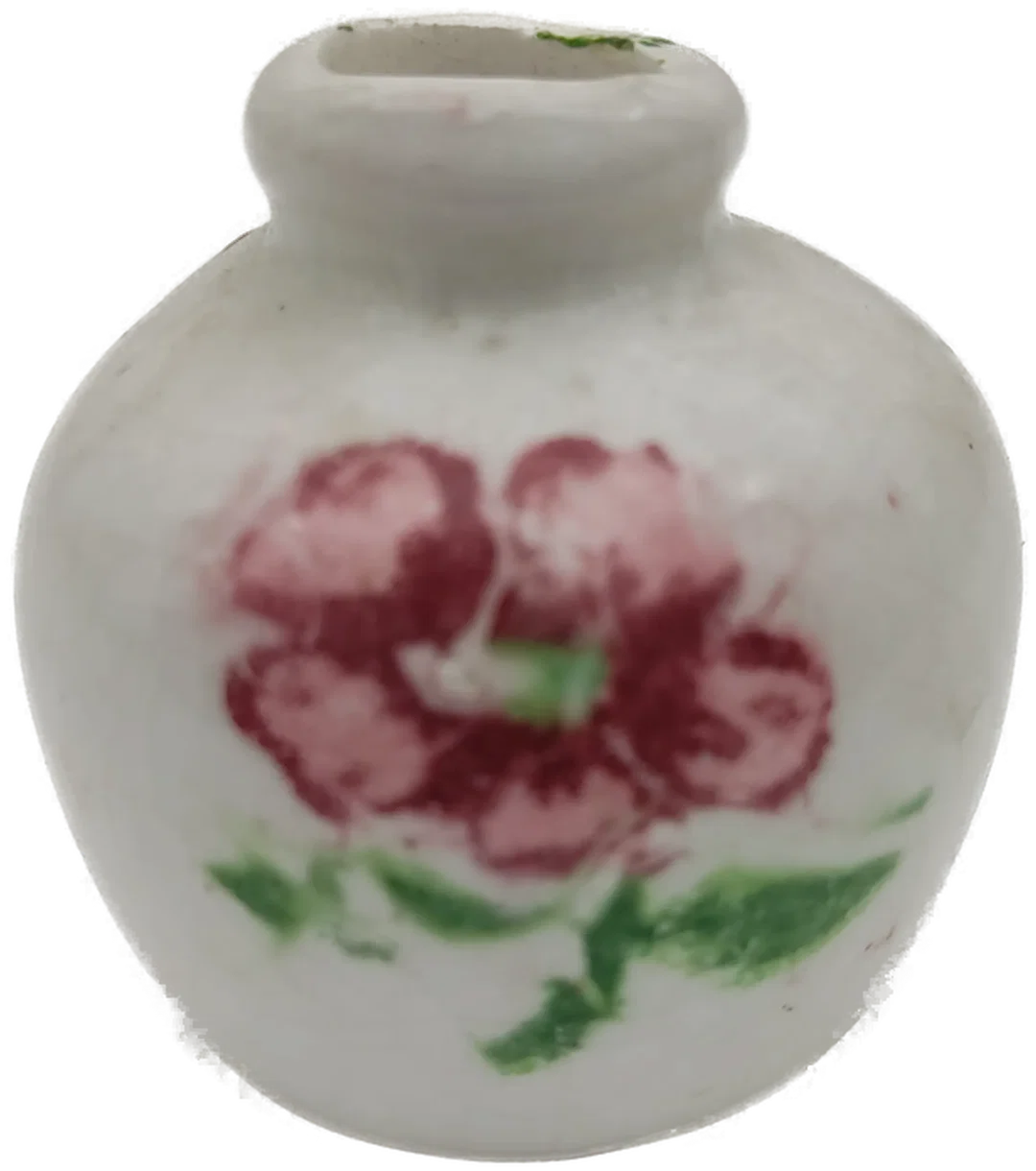 Puppenhaus Zubehör: Miniatur Keramikvase mit Blumenmotiv | Sammlerstück  - Bild 4