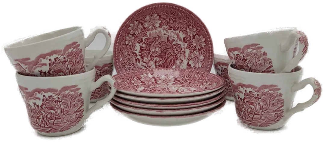 Royal Tudor Vintage Set( 6 Tassen + 6 Untertassen) rot England - Bild 1