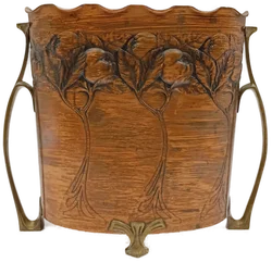 Antiker Jugendstil Vase von Carl Deffner aus Kupfer und Messing um 1900 – Vorschau 2
