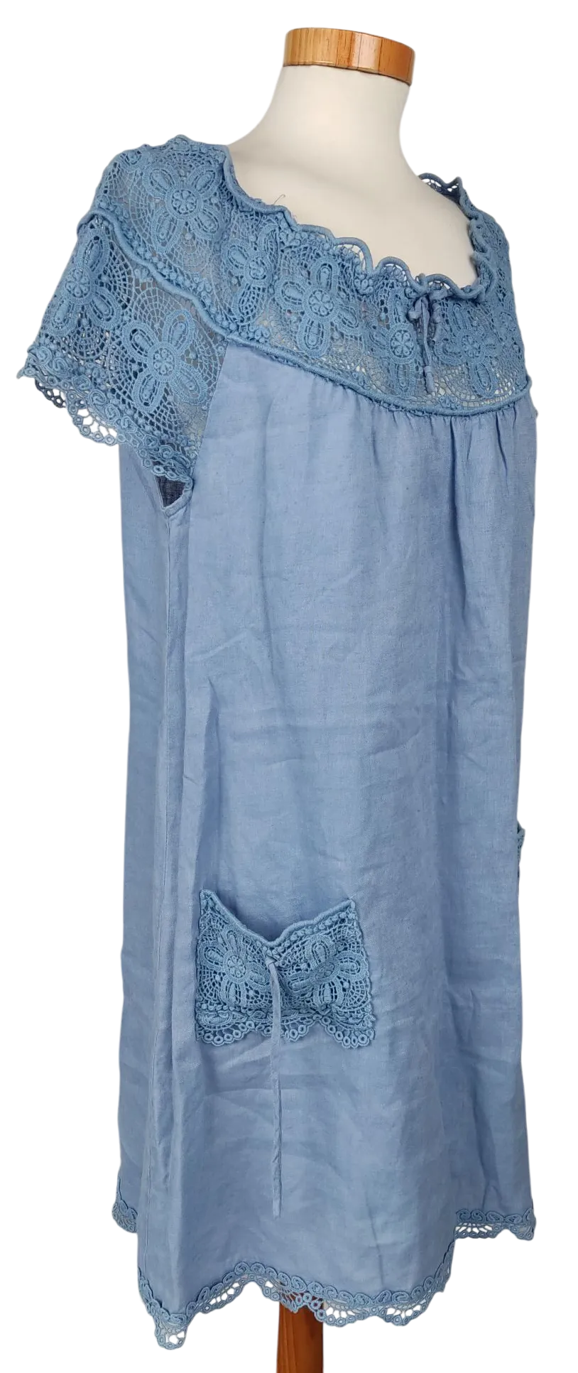 collette Damen Leinenkleid, blau - Gr. S  – Bild 3