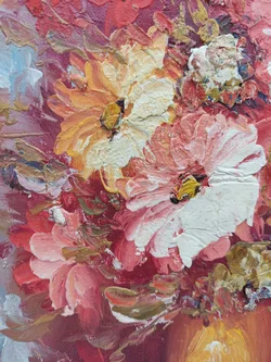 Ölgemälde Leinen auf Holzrahmen mit Golddekor 64×54 cm | Vintage-Schatz - Bild 6