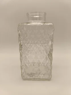 Quadratische Motivflasche, Glasflasche mit Diamantschliff, Vase, Deko – Vorschau 2