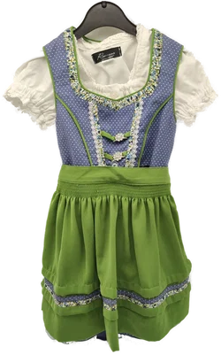 Kinderdirndl Größe 98 Grün-Blau Mit Weißer Bluse | Liebenswerter Klassiker