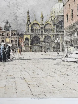 Piazzetta Venedig - Luigi Kasimir - Radierung in Farbe  - Bild 3