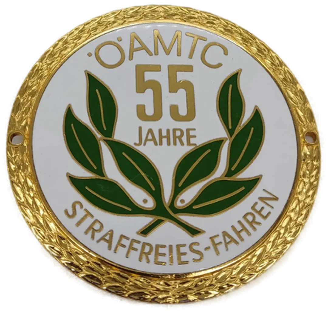 Goldene ÖAMTC 55 Jahre Jubiläums-straffreies Fahren-Autoplakette –  Ø 8 cm - Bild 1
