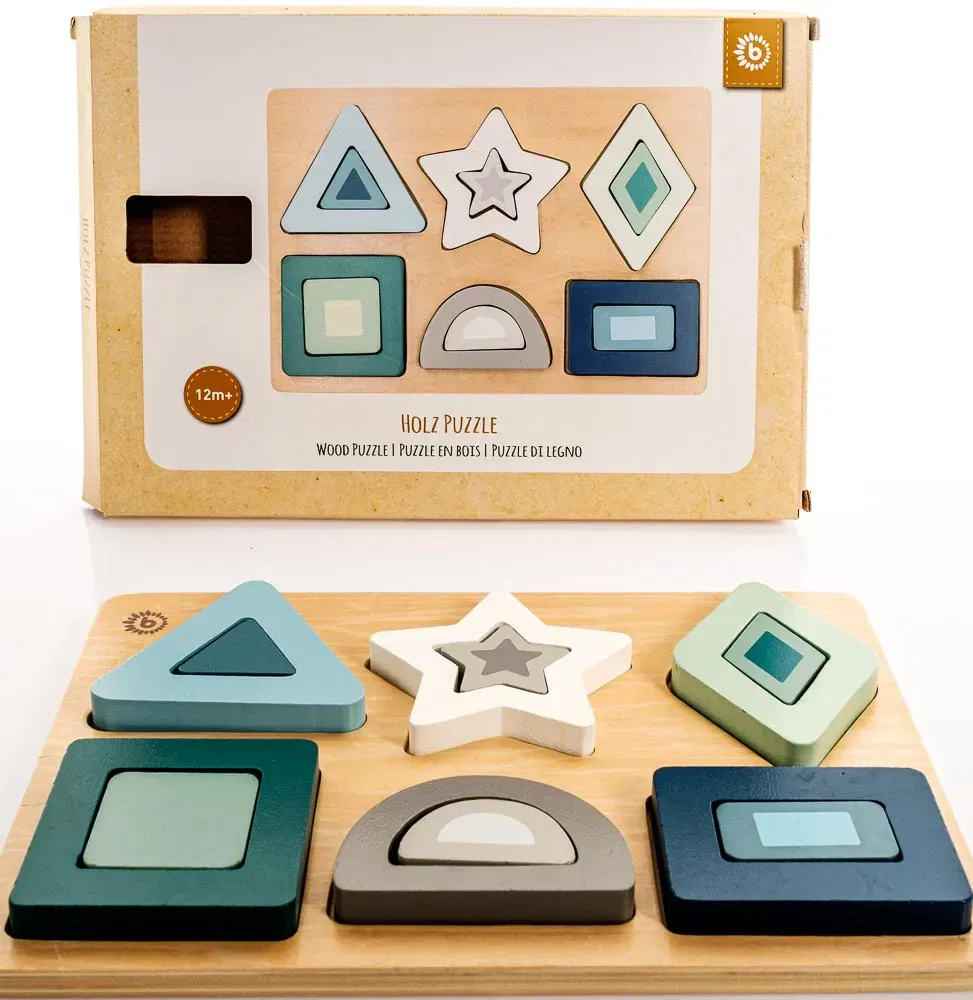 Bieco Geometrisches Baby Puzzle aus Holz 13teilig - Bild 1