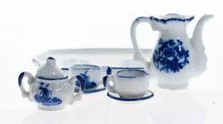 DELFTS BLAUW Handgemaltes Vintage Miniatur Teeservice aus Porzellan (8-teilig) - Bild 2