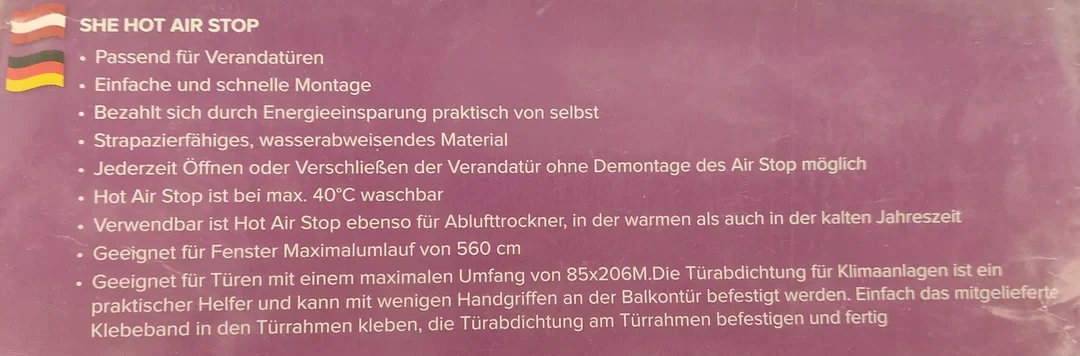 SHE Hot Air Stop - Verandatürabdeckung für mobile Klimageräte – Bild 3