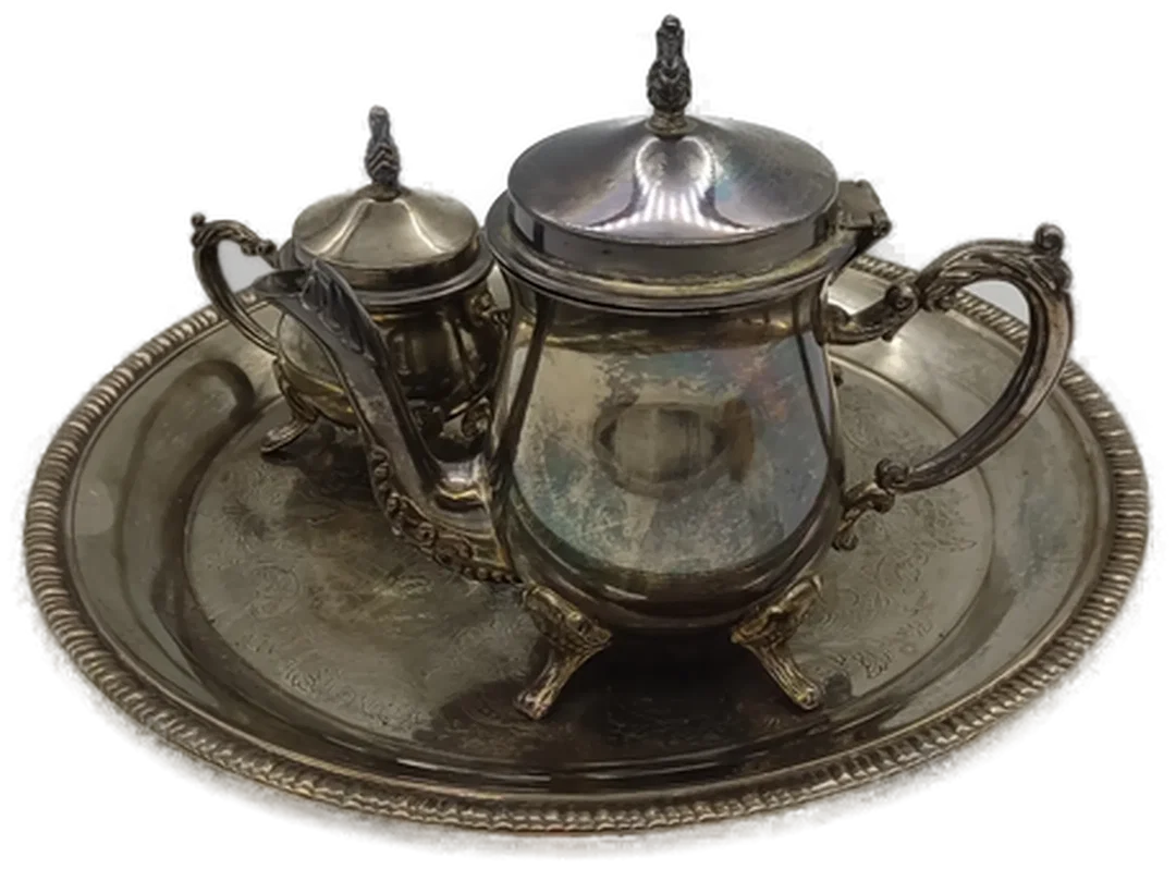Kaffee-/Teeservice versilbert mit Tablett, 4-teilig – Bild 3