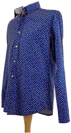 Blaues Herren Hemd Langarm, gepunktet, Gr. L - Bild 3