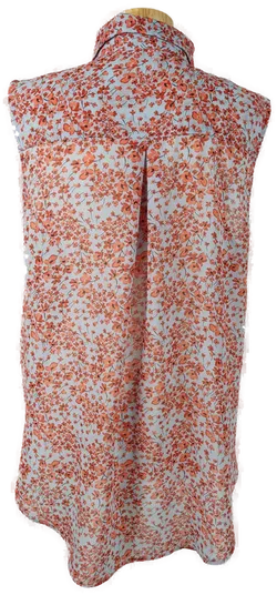 H&M Damen Bluse hellblau + orange/rot geblümt - M/38 - Bild 2