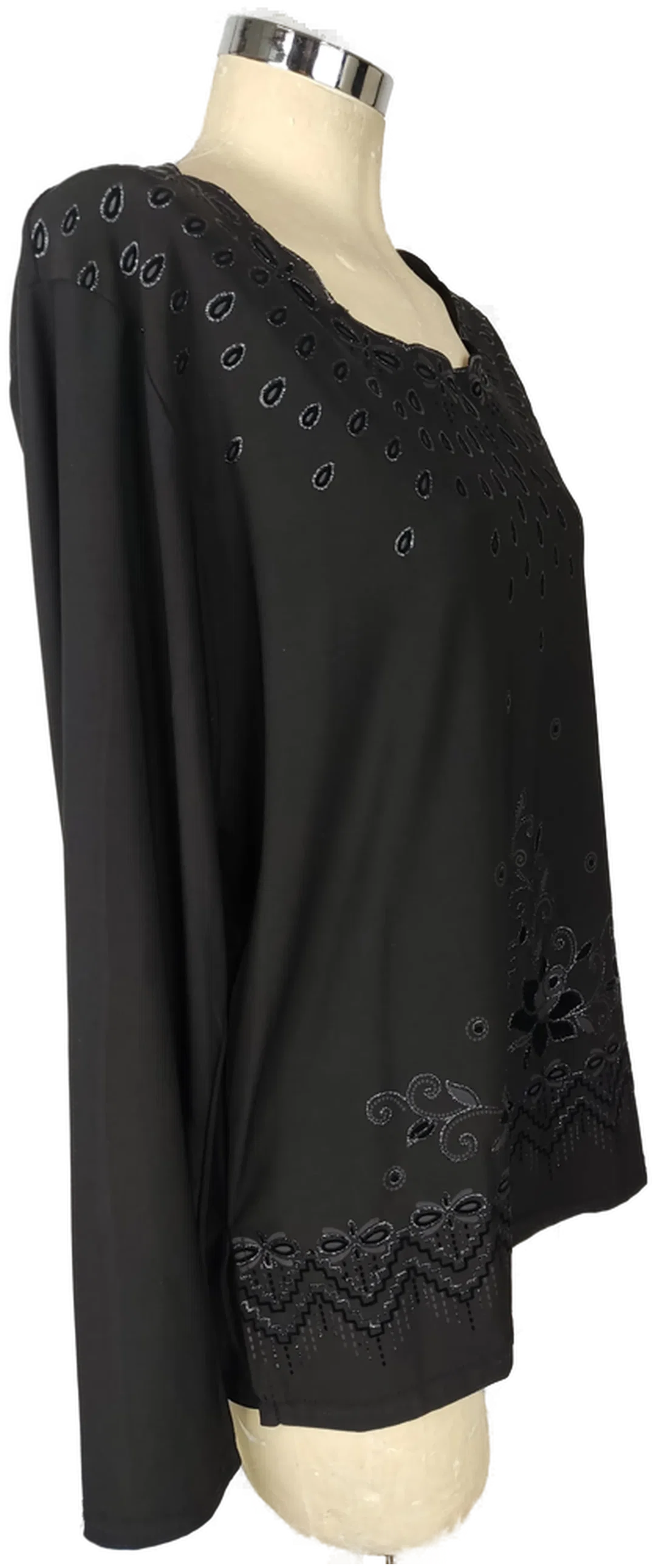 H&D Schwarze Damenbluse Bestickt XL | Eleganter Auftritt – Bild 3