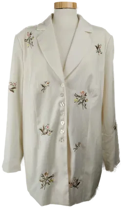 Damen Blazer Sommerjacke - geblümt, weiß - Gr. 50  - Bild 1