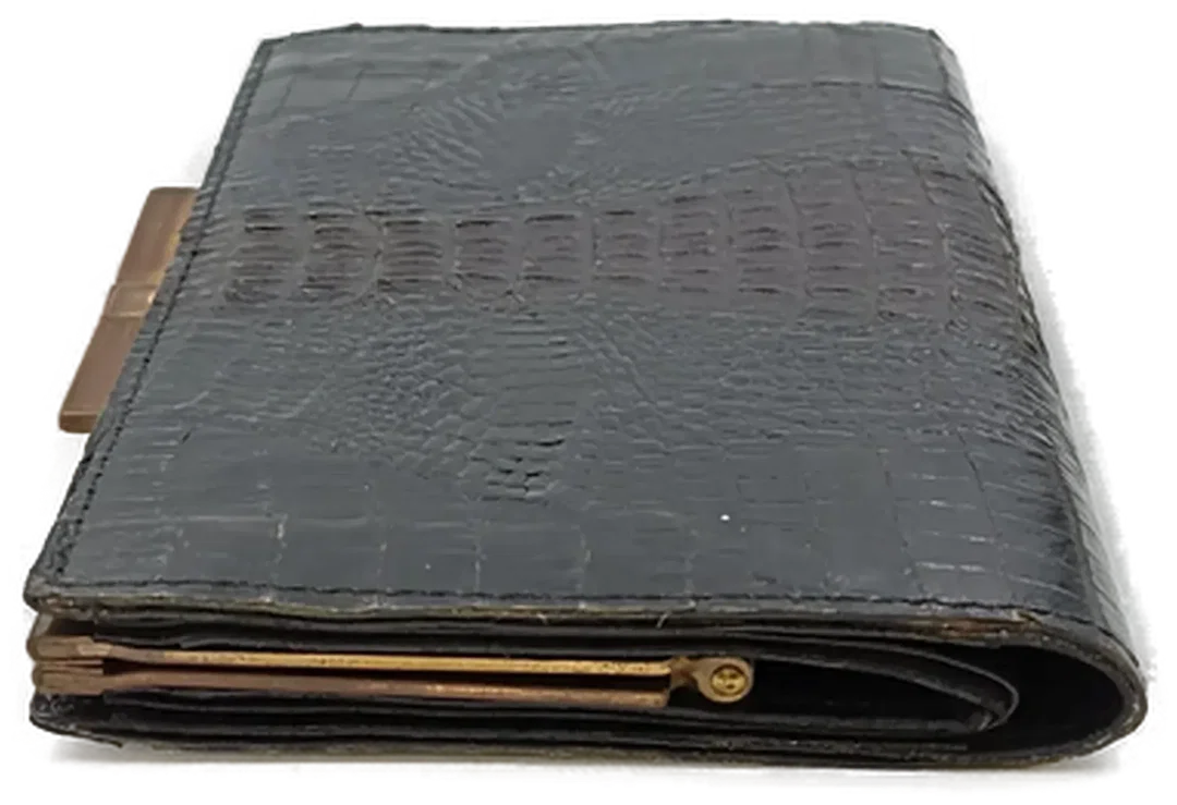Krokodilleder Damen Vintagetasche und Brieftasche schwarz – Bild 16