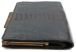 Krokodilleder Damen Vintagetasche und Brieftasche schwarz - Bild 16