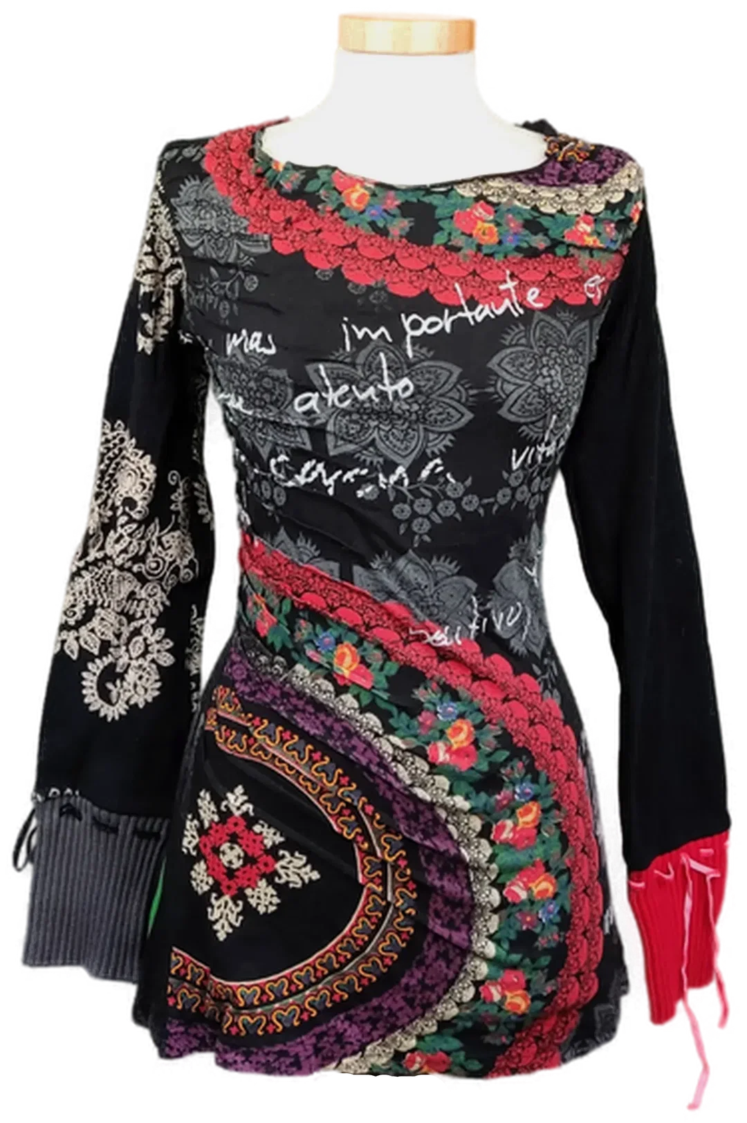 Desigual Damen Langarmshirt schwarz gemustert Gr. M - Bild 1