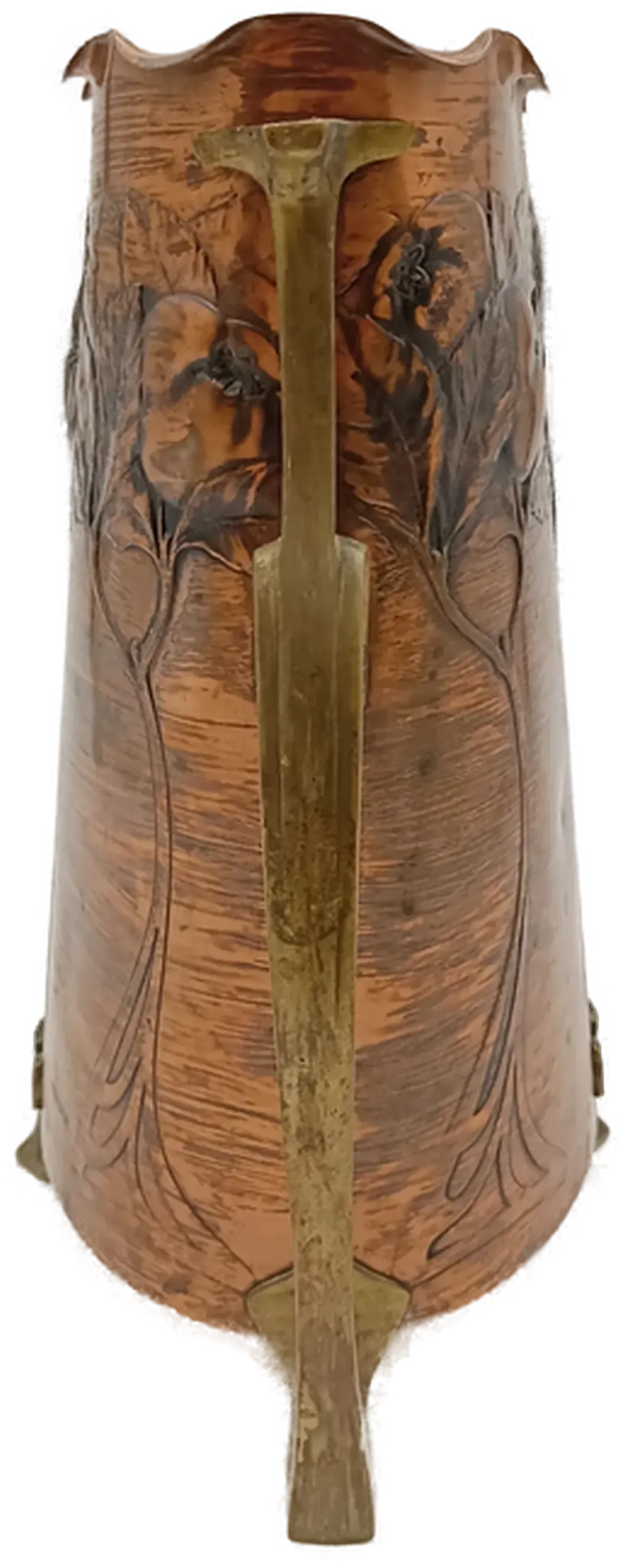Antiker Jugendstil Vase von Carl Deffner aus Kupfer und Messing um 1900 – Bild 3