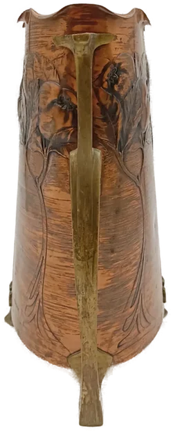 Antiker Jugendstil Vase von Carl Deffner aus Kupfer und Messing um 1900 – Vorschau 3