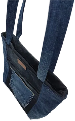 Damen Handtasche blau handgemacht upcycling - Bild 3