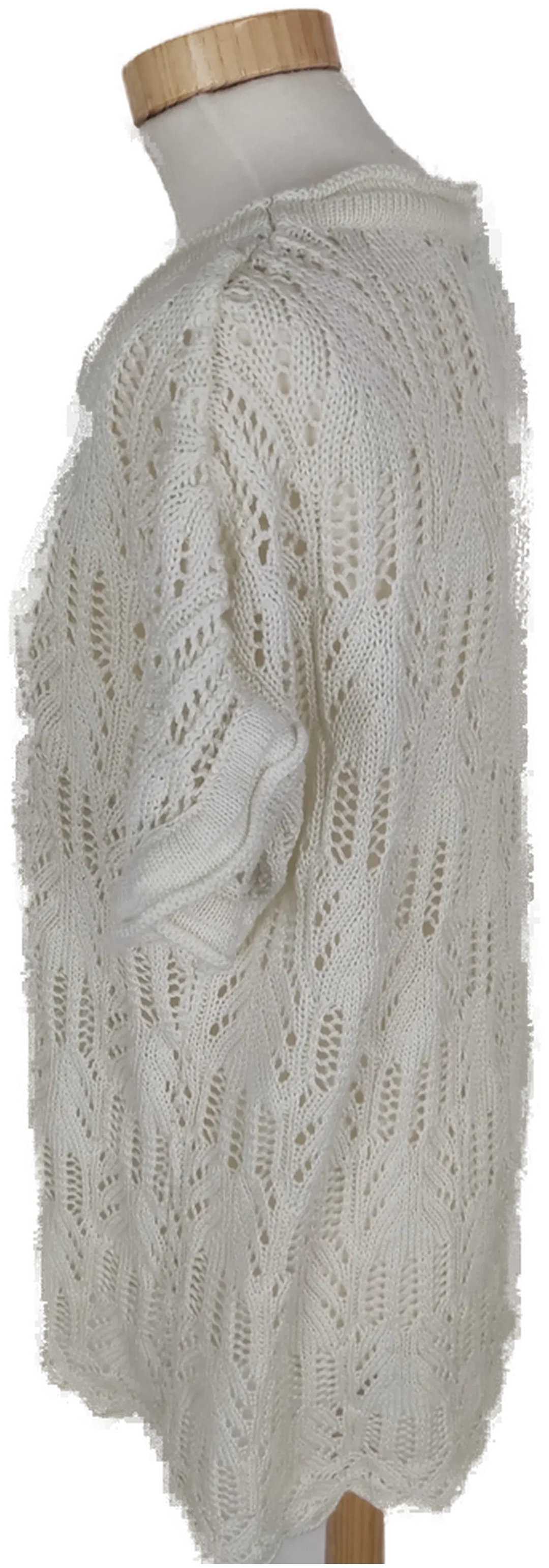 Pullover "Yessica", kurzarm mit Rundhalsausschnitt, weiß, gestrickt, Größe 40 (geschätzt) – Bild 2