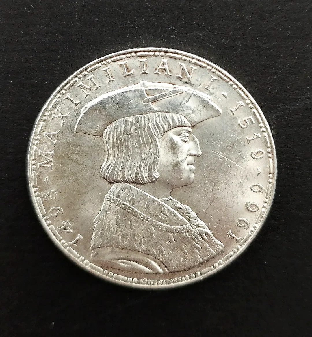 Gedenkmünze 50 Schilling-450 Todestag Kaiser Maximilian l, 1969 - Bild 1