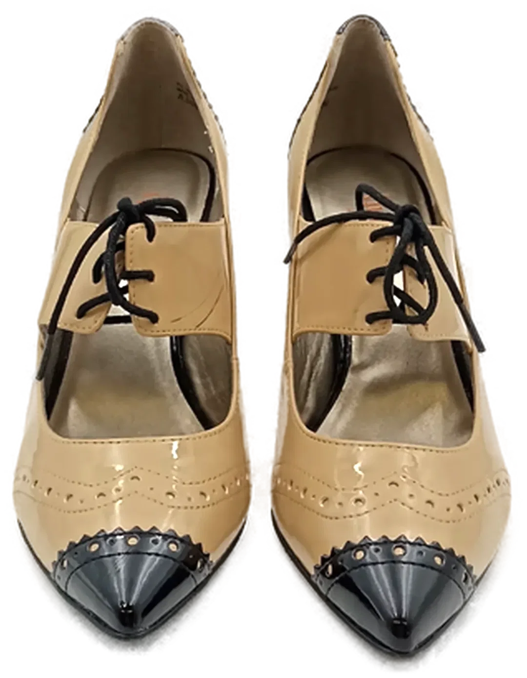 Levity Schnürpumps Mary Jane Stil in beige/schwarz Gr. 39 – Bild 2
