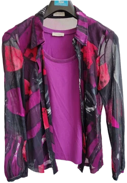 Bonita Damenbluse schwarz, lila, rot - M - Flohmarkt – Vorschau 1