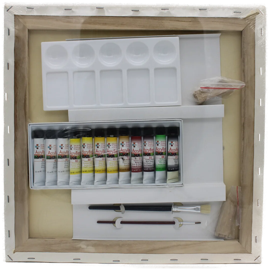 Malset mit Leinwand – Motiv: Zitrone (40 × 40 cm) Komplettset mit Farben, Pinseln und vorgedrucktem Motiv, OVP – Bild 2