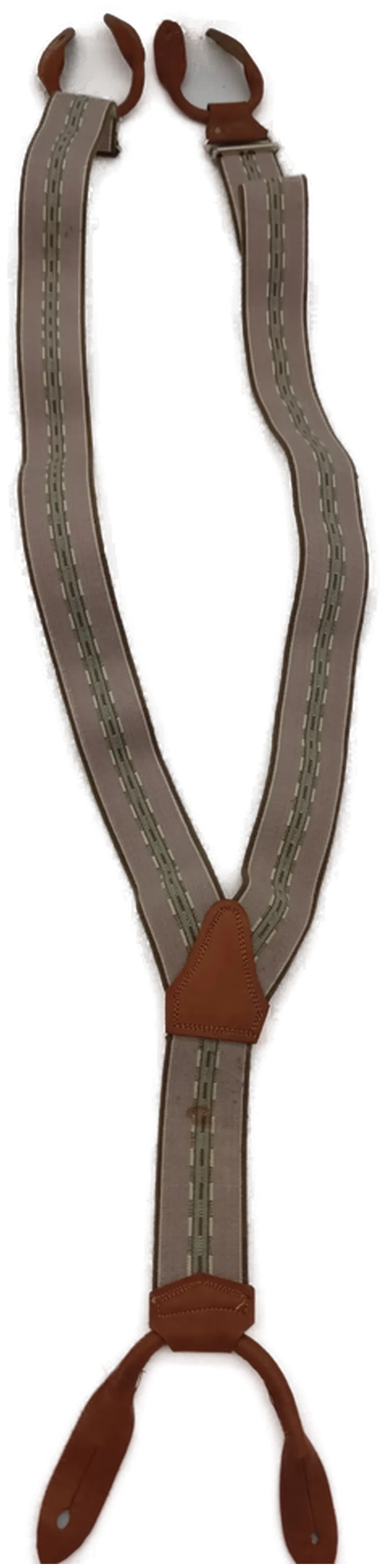 Hosenträger, beige/grün/braun mit Leder - Bild 1